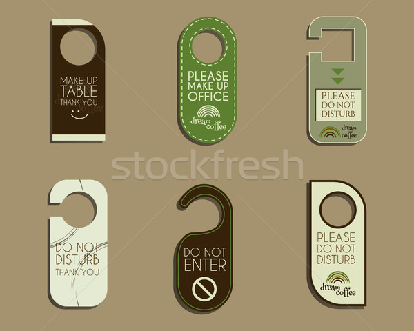 Brand identity elements- Door knob or hanger sign set- do not disturb design. For cafe, restaurant a Stock photo © JeksonGraphics