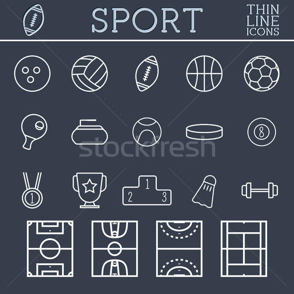 Sportiv schita icoane trendy subtire linie Imagine de stoc © JeksonGraphics