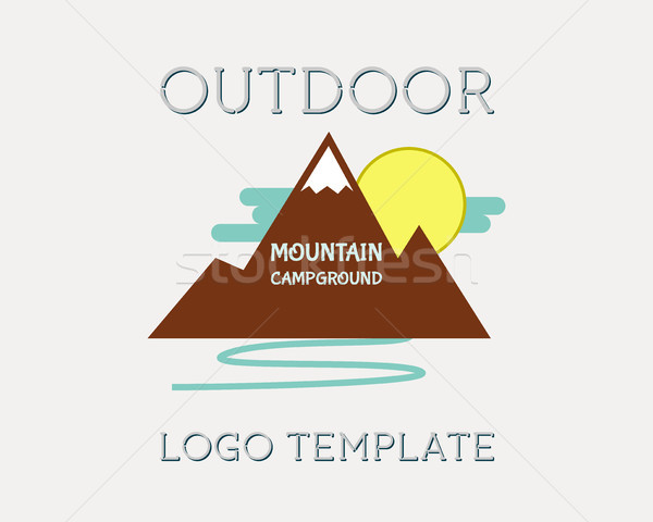 Mountain campsite campground outdoor adventure and expedition logo badges icon. Isolated on white ba Stock photo © JeksonGraphics
