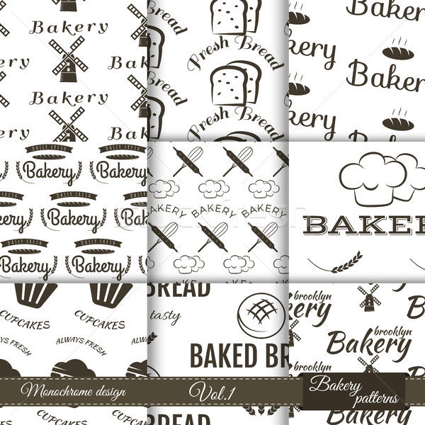 Set of bakery seamless patterns. Vector bake backgrounds with cooking elements. Fresh bread, dessert Stock photo © JeksonGraphics