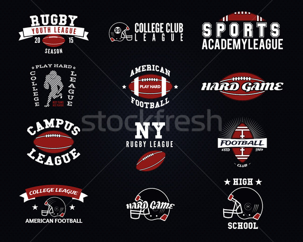 Set of American football, college labels, logos, badges, insignias, icons in vintage style. Graphic  Stock photo © JeksonGraphics