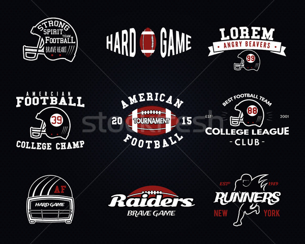 Set of American football, college league labels, logos, badges, insignias, icons in vintage style. G Stock photo © JeksonGraphics