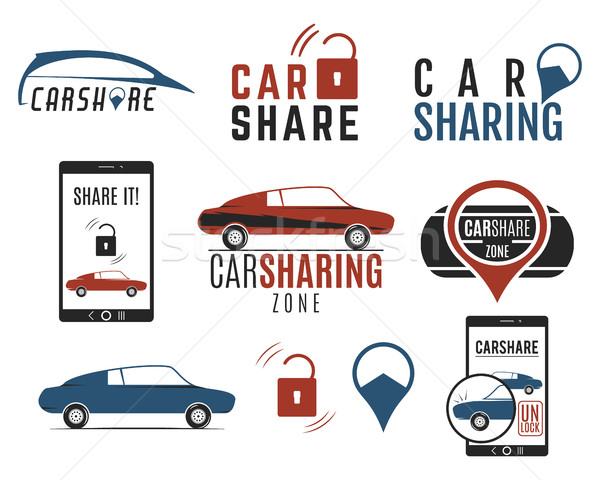 Car share logo designs set. Car Sharing concepts. Collective usage of cars via web application. Cars Stock photo © JeksonGraphics