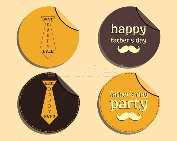 Happy Fathers Day label and sticker template with mustache and tie. Best for thematic party. Isolate Stock photo © JeksonGraphics