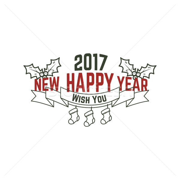 Happy New Year 2017 typography wish sign. illustration of Christmas calligraphy label. Use for holid Stock photo © JeksonGraphics