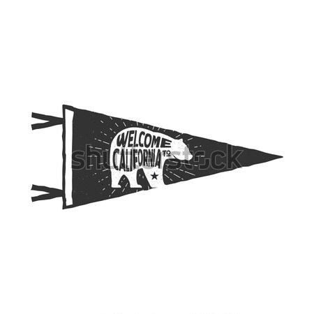 Vintage hand drawn pennant template. Welcome to California sign and bear symbol. Retro textured, let Stock photo © JeksonGraphics