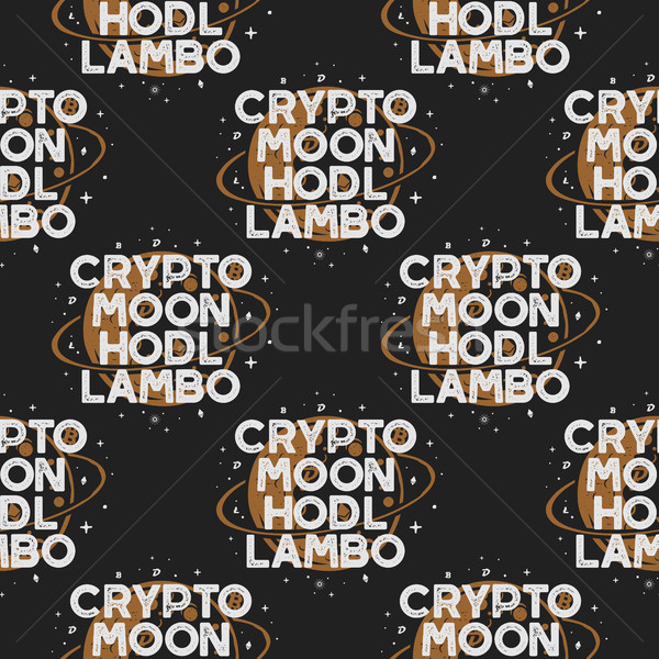 Crypto seamless concept. Moon and hodl pattern with moon and cryptocurencies symbols. Blockchain wal Stock photo © JeksonGraphics