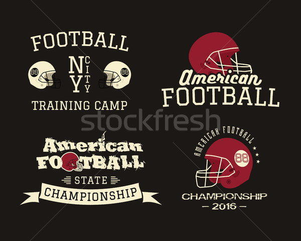 American football championship, team training camp badges, logos, helmet labels in retro color style Stock photo © JeksonGraphics