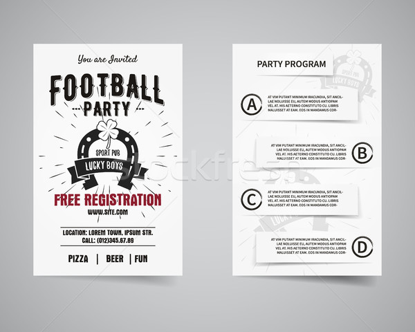 American football party back and front flyer template design. Usa Sport brand identity letterhead. E Stock photo © JeksonGraphics