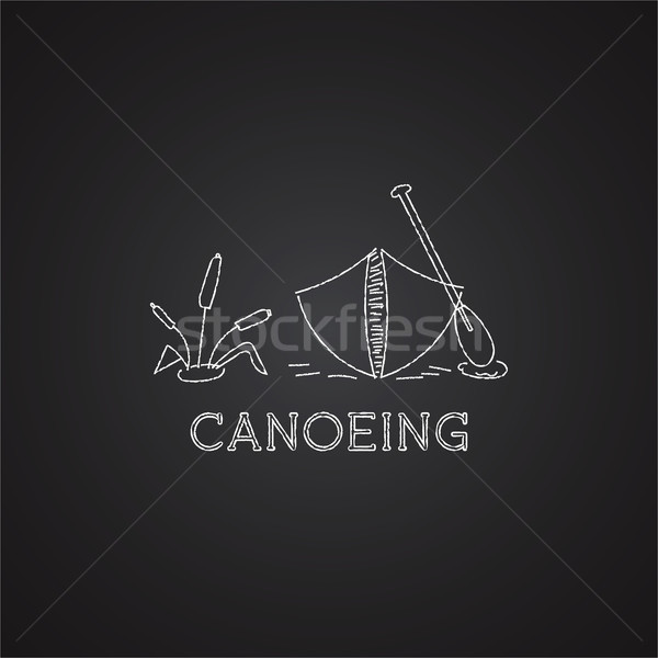 каноэ логотип икона рисунок мелом дизайна черный Сток-фото © JeksonGraphics