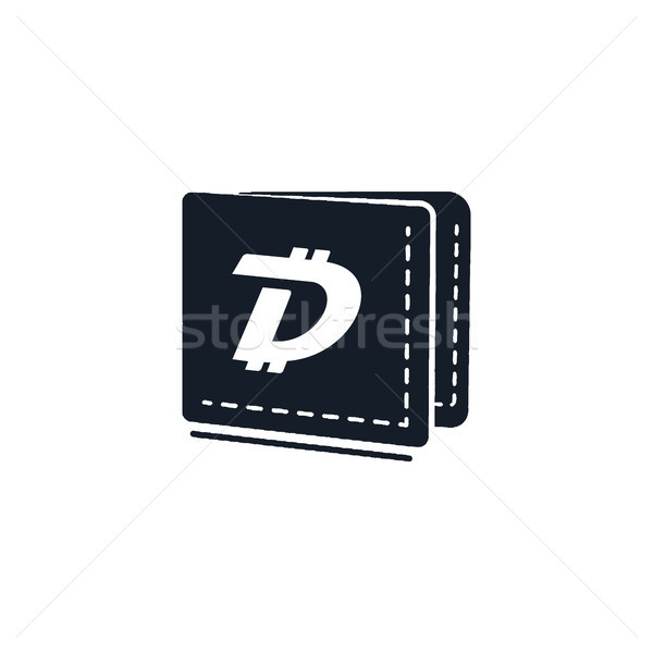 Digibyte digital asset accepted concept. DGB wallet. Vintage hand drawn crypto emblem. Blockchain te Stock photo © JeksonGraphics