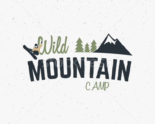 Mountain camp vintage mountain explorer label Outdoor adventure logo design Travel hand drawn and hi Stock photo © JeksonGraphics