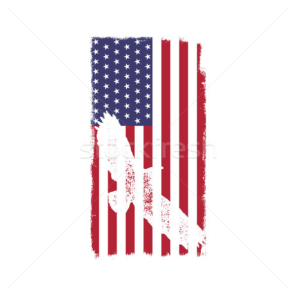 Stock photo: USA American National Flag in disstressed white style. Vintage design with eagle. Perfect for T-Shir
