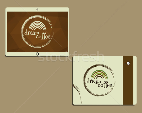 Stock photo: Corporate identity template design for cafe, restaurant. Dream coffee concept. Mobile device, tablet