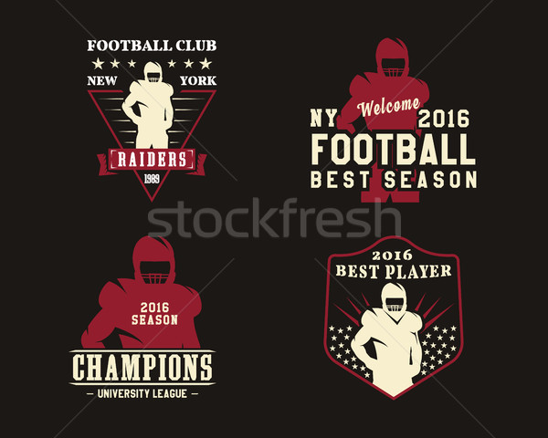 American football player, team badges, championship logos, labels, insignias in retro color style. G Stock photo © JeksonGraphics