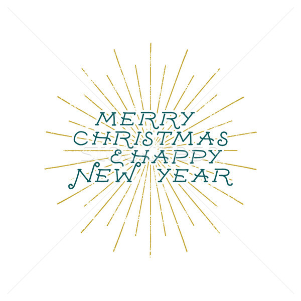 Merry Christmas and Happy New Year lettering, holiday wish, saying and vintage label. Season's greet Stock photo © JeksonGraphics