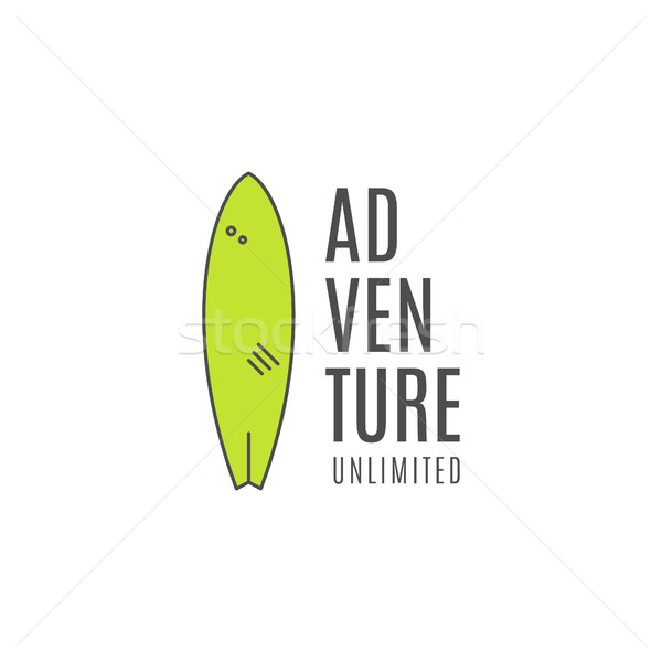 Minimalistic vector surfing logo concept. Summer Thin line flat surfboard emblem design. Lineart Sur Stock photo © JeksonGraphics