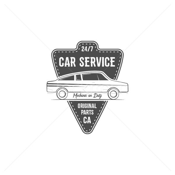 Vintage car service label design. Automotive emblem in monochrome retro and typography elements. Goo Stock photo © JeksonGraphics