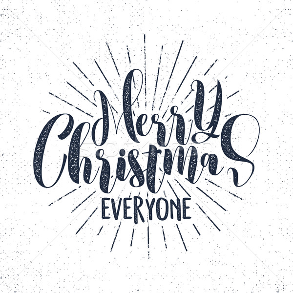 Stock photo: Merry Christmas everyone lettering, holiday wishe, sayings and vintage label. Season's greetings cal