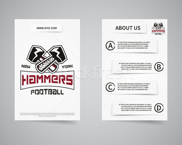 Stock photo: American football team presentation flyer template design. Usa Sport brand identity letterhead. Post