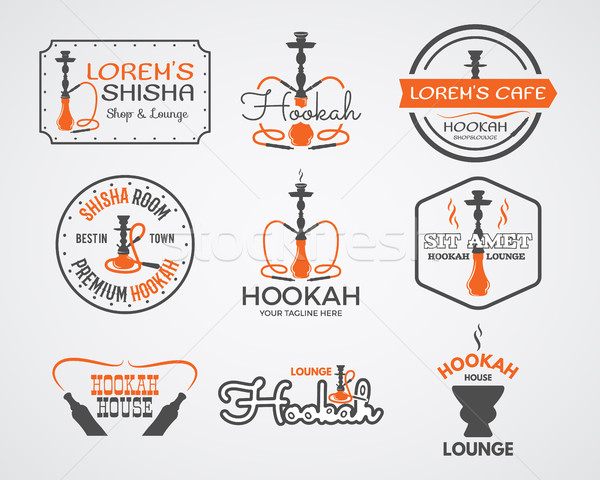 Stockfoto: Hookah · badges · ontwerp · communie · collectie