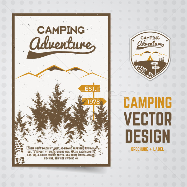 Camping aventura vector folleto etiqueta volante Foto stock © JeksonGraphics