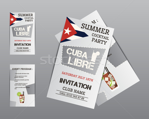 Stockfoto: Zomer · cocktail · party · flyer · uitnodiging · sjabloon · Cuba