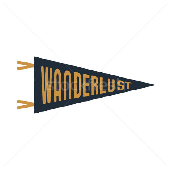 Vintage hand drawn pennant template. Wanderlust sign. Retro textured, letterpress effect. Outdoor ad Stock photo © JeksonGraphics