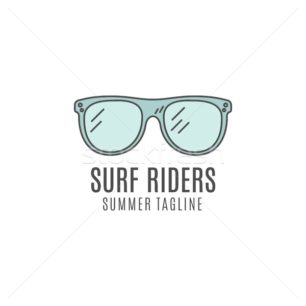 Minimalistic surfing glasses logo concept. Summer Thin line flat tropical design. Lineart Surfer gea Stock photo © JeksonGraphics