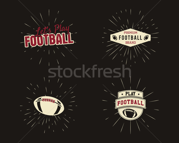 Set of vintage rugby and american football labels, emblems and logo designs with sunburst elements.  Stock photo © JeksonGraphics
