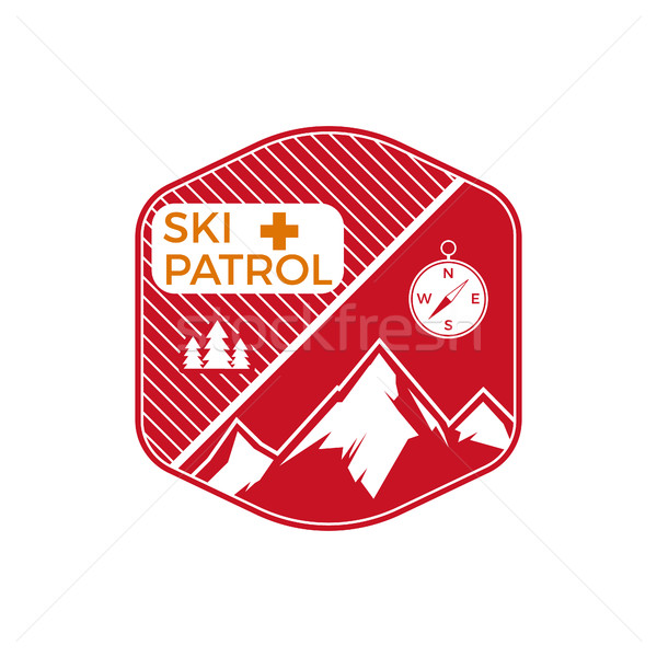 Ski Patrol Label. Vintage Mountain winter sports explorer badge. Outdoor adventure logo design. Trav Stock photo © JeksonGraphics