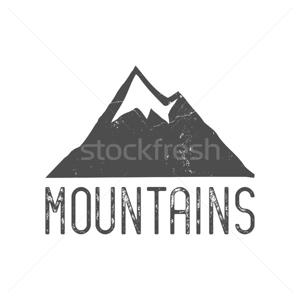 Hand drawn mountain badge. Wilderness old style typography mountain label. Retro mountain logo desig Stock photo © JeksonGraphics