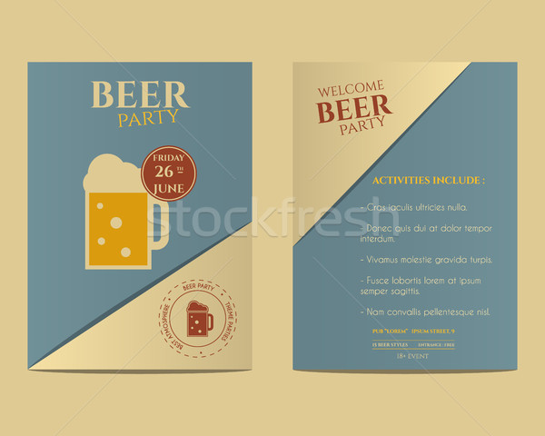 Beer party flyer invitation template with glass of beer. Vintage design. Best for club, pub or night Stock photo © JeksonGraphics