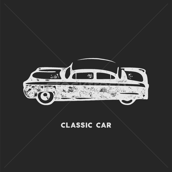 Vintage hand drawn car. Retro car symbol design. Classic car emblem isolated on white background. St Stock photo © JeksonGraphics