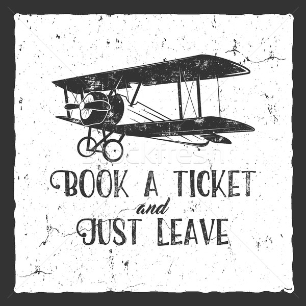 Vintage самолет типографики плакат старые биплан Сток-фото © JeksonGraphics