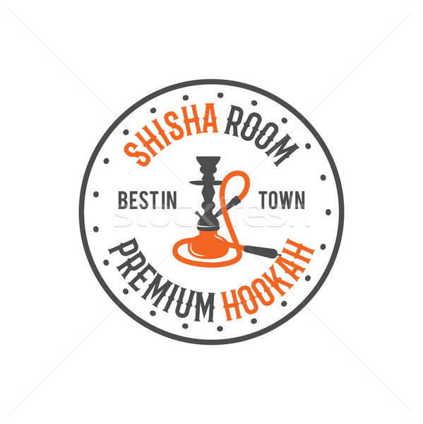 Hookah relax label, badge. Vintage shisha room logo. Lounge cafe emblem. Arabian bar or house, shop. Stock photo © JeksonGraphics