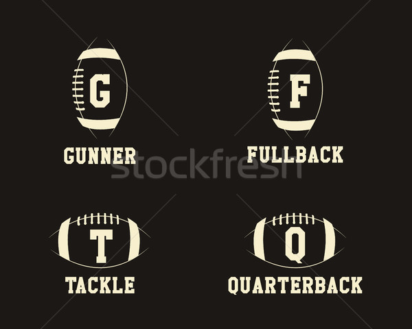 American football badge monograms with players positions, sport logo, label, insignia set in retro c Stock photo © JeksonGraphics