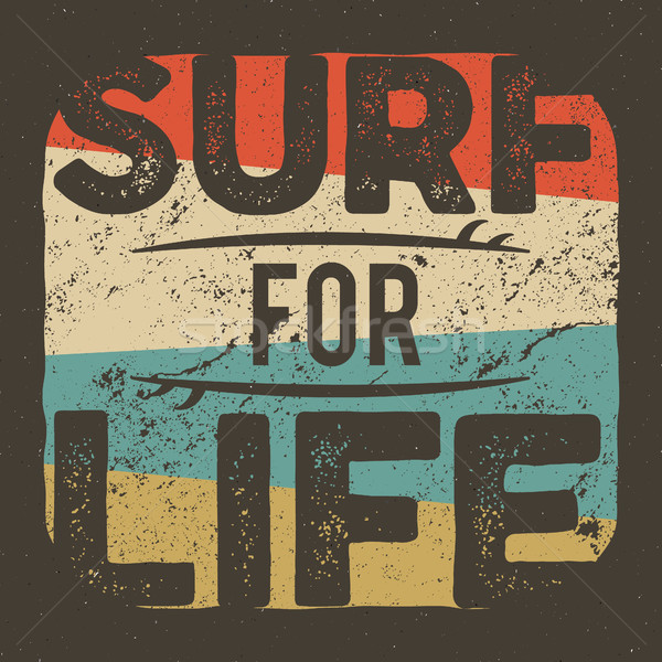Stock photo: Vintage t-shirt apparel graphic design for surfing company. Retro surf tee design. Use as web banner