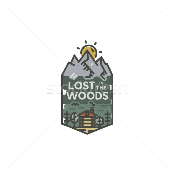 Stockfoto: Vintage · reizen · badge · camping · label