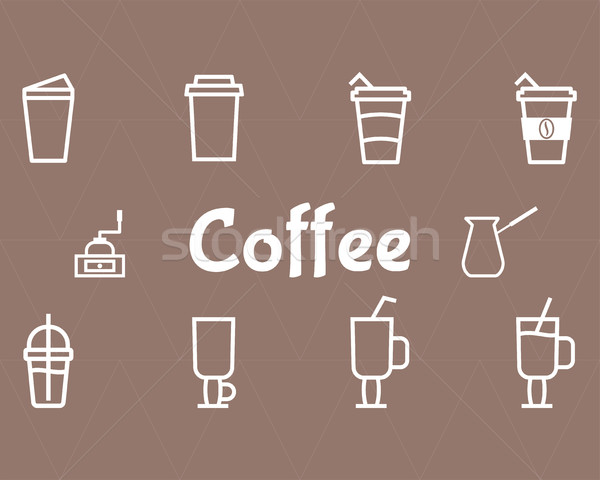 Coffee Line Icons Set Stock photo © JeksonGraphics