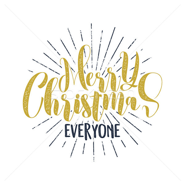 Stock photo: Merry Christmas everyone lettering, holiday wish, saying and vintage label. Season's greetings calli