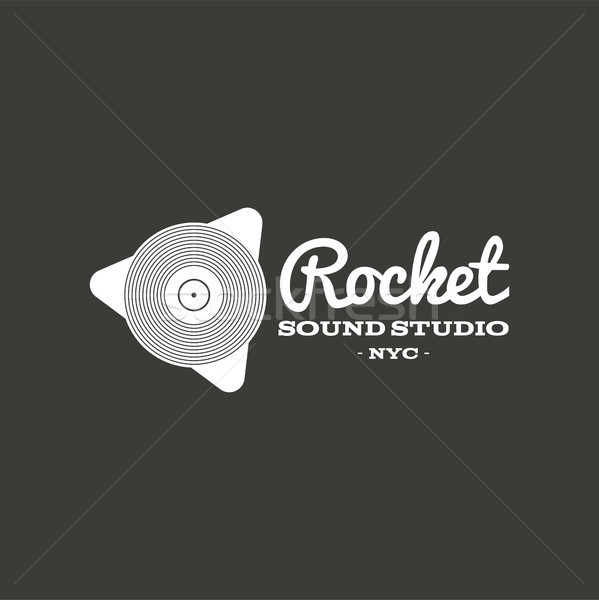 Rakéta hang stúdió vektor címke kitűző Stock fotó © JeksonGraphics