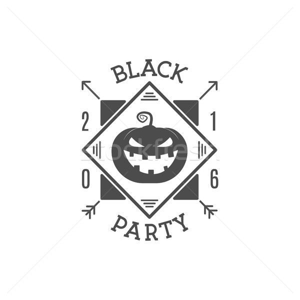 Stock photo: Happy Halloween 2016 black party invitation label. Typography insignia for celebration holiday. Retr