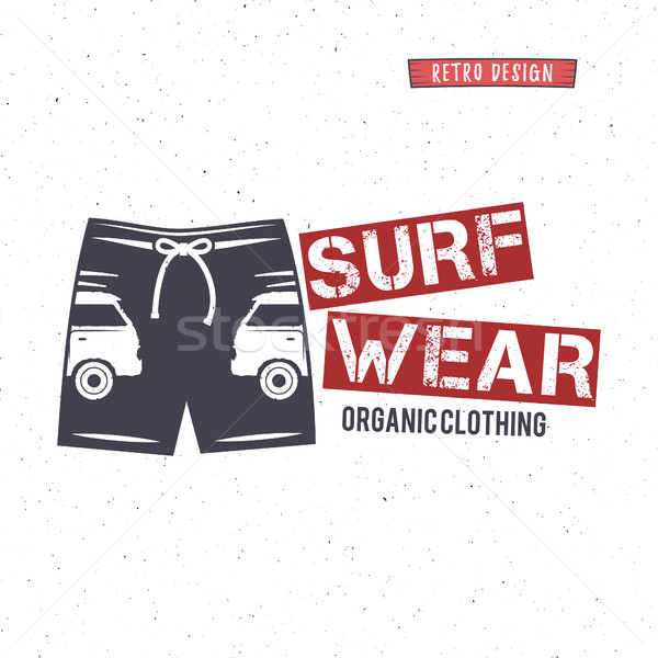 Vintage Surfing Wear stamp design. Surf Clothing shop logo. Graphics and Emblem for web design or pr Stock photo © JeksonGraphics