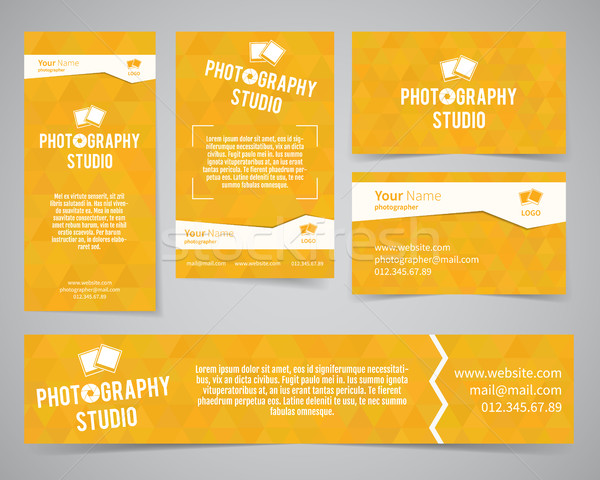 Modern light identity set. Business card, banner, flyer, poster templates photography studio or othe Stock photo © JeksonGraphics