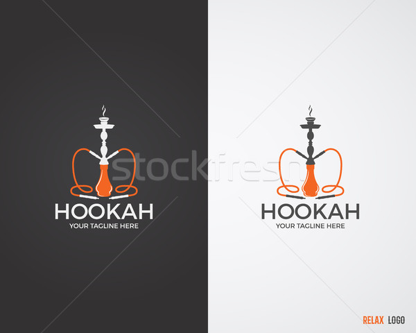 Hookah relax labels, badges and design elements collection in 2 color variations. Vintage shisha log Stock photo © JeksonGraphics
