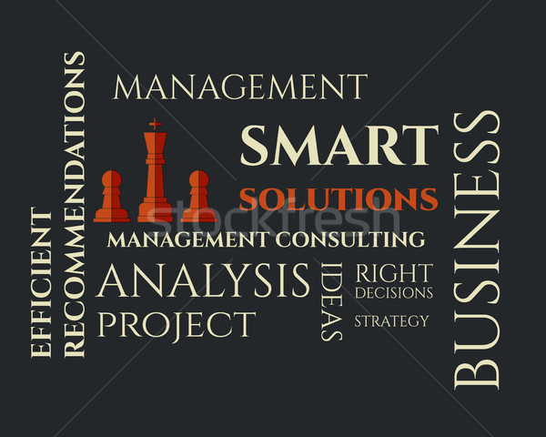 Smart solutions logo template with management Consulting keywords concept. Business background illus Stock photo © JeksonGraphics