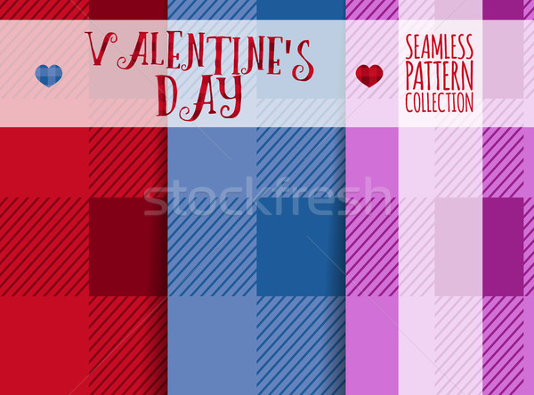 Set of vector Valentines day pattern paper for scrapbook. Lumberjack Plaid and hipster Seamless desi Stock photo © JeksonGraphics