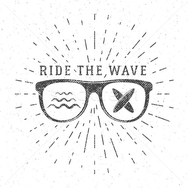 Vintage Surfing Graphics and Poster for web design or print. Surfer glasses emblem, summer beach log Stock photo © JeksonGraphics