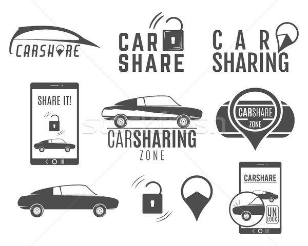 Car share logo designs set.  Sharing vector concepts. Collective usage of cars via web application.  Stock photo © JeksonGraphics